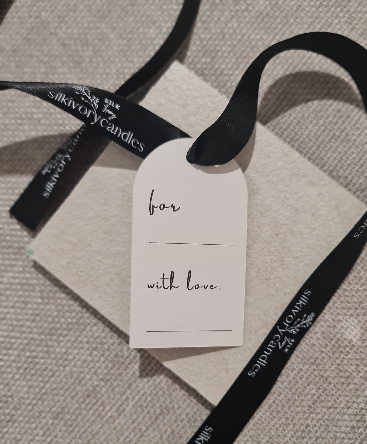 Candle gift tag, Silk ivory candles Singapore