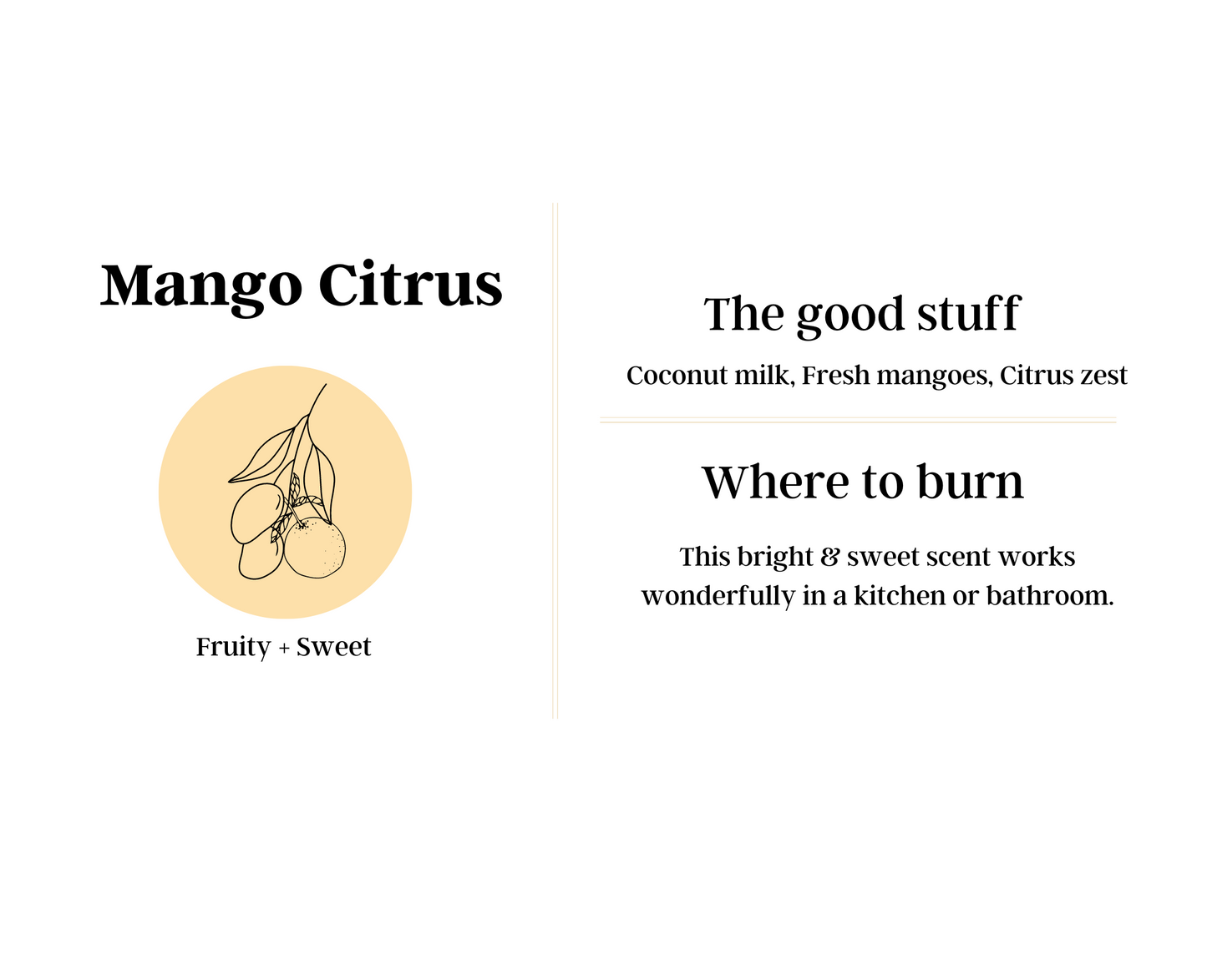 Mango citrus scented candle, coconut milk, mangoes & citrus zest