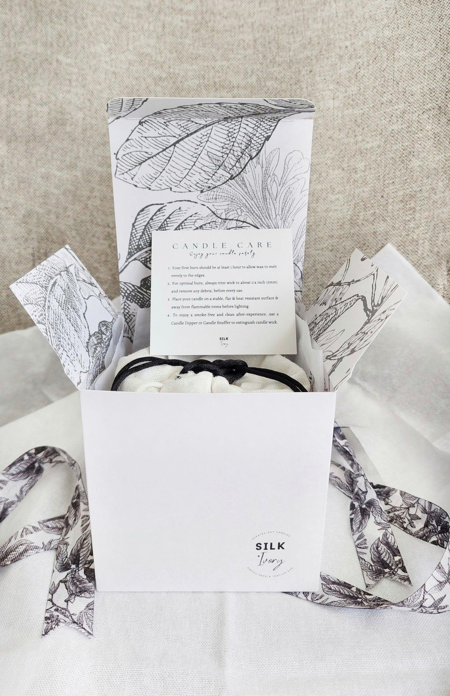 Scented Candle Gift Box Singapore, Silk ivory candles