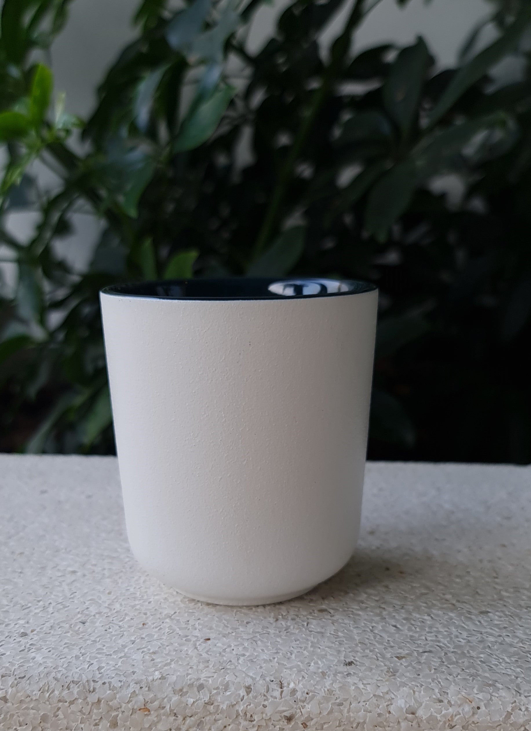 White ceramic textured candle jar, Silk ivory candles