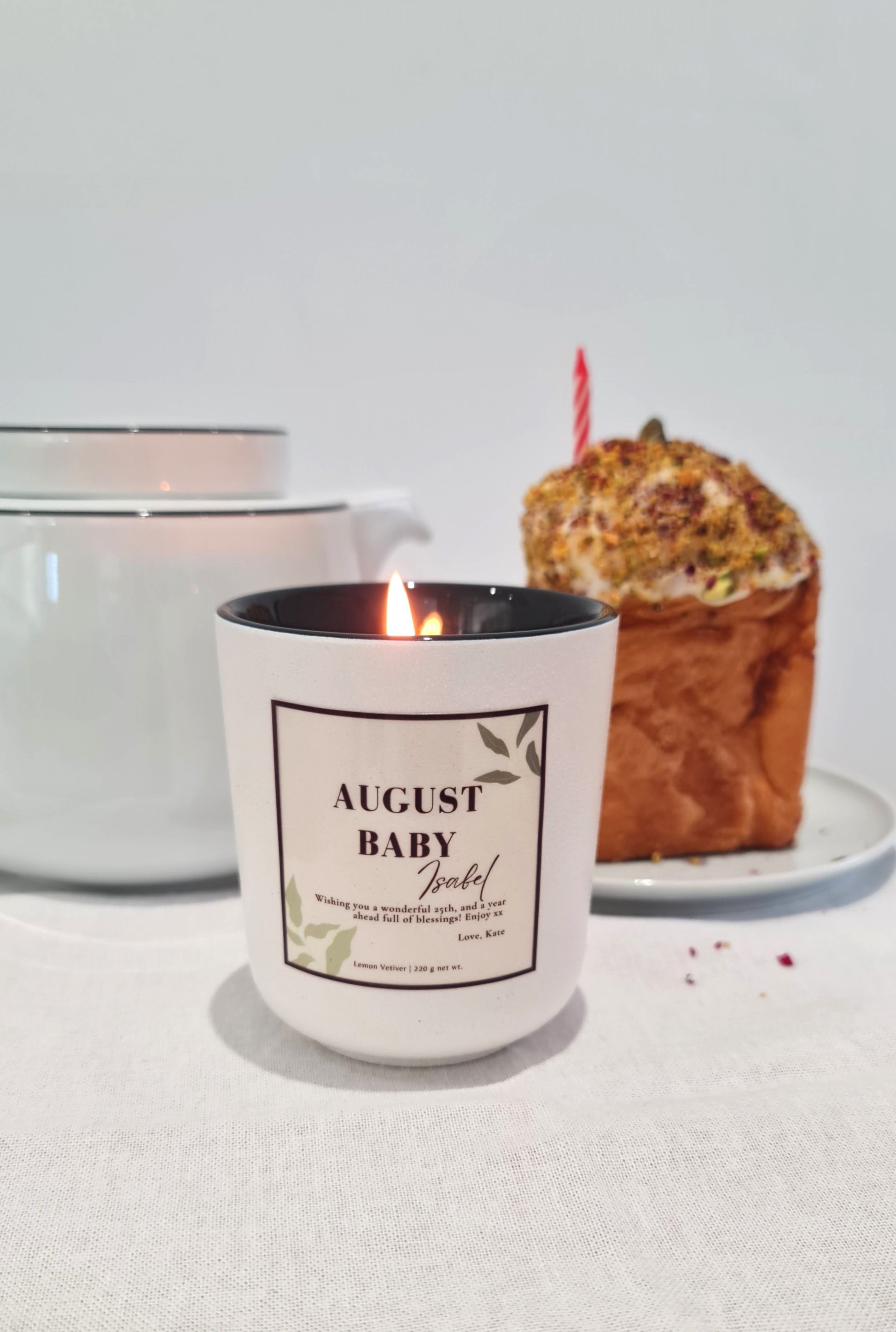 Custom Birthday Month Candle Gift, Custom Name & Personal Message_August