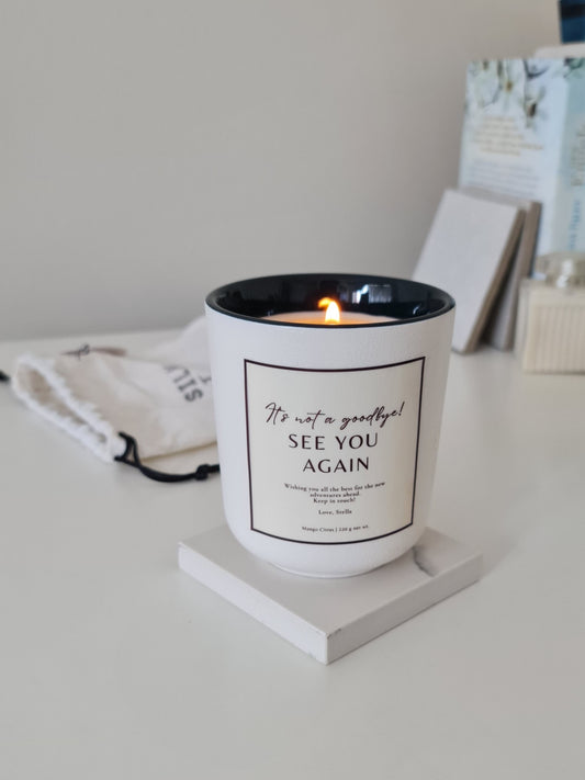 Farewell gift, Custom corporate gift, Custom scented candle with personal message