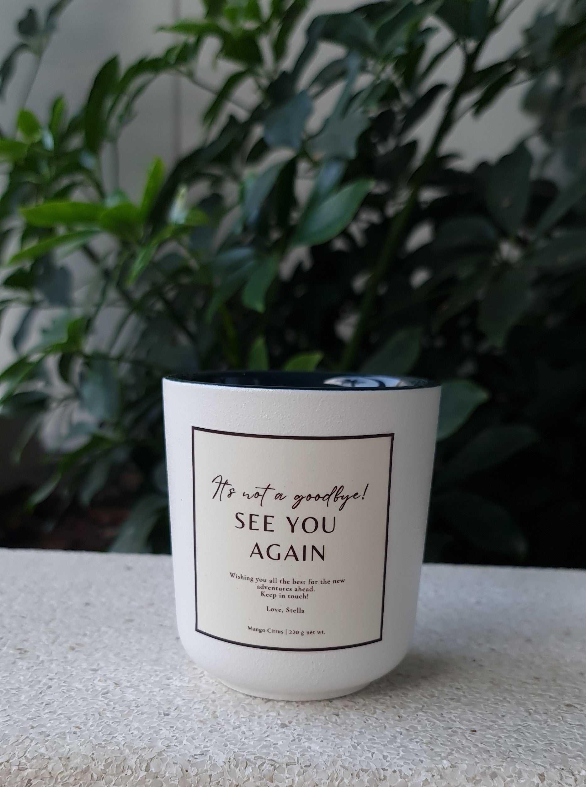 Farewell gift, Custom corporate gift Singapore, Custom scented candle with personal message