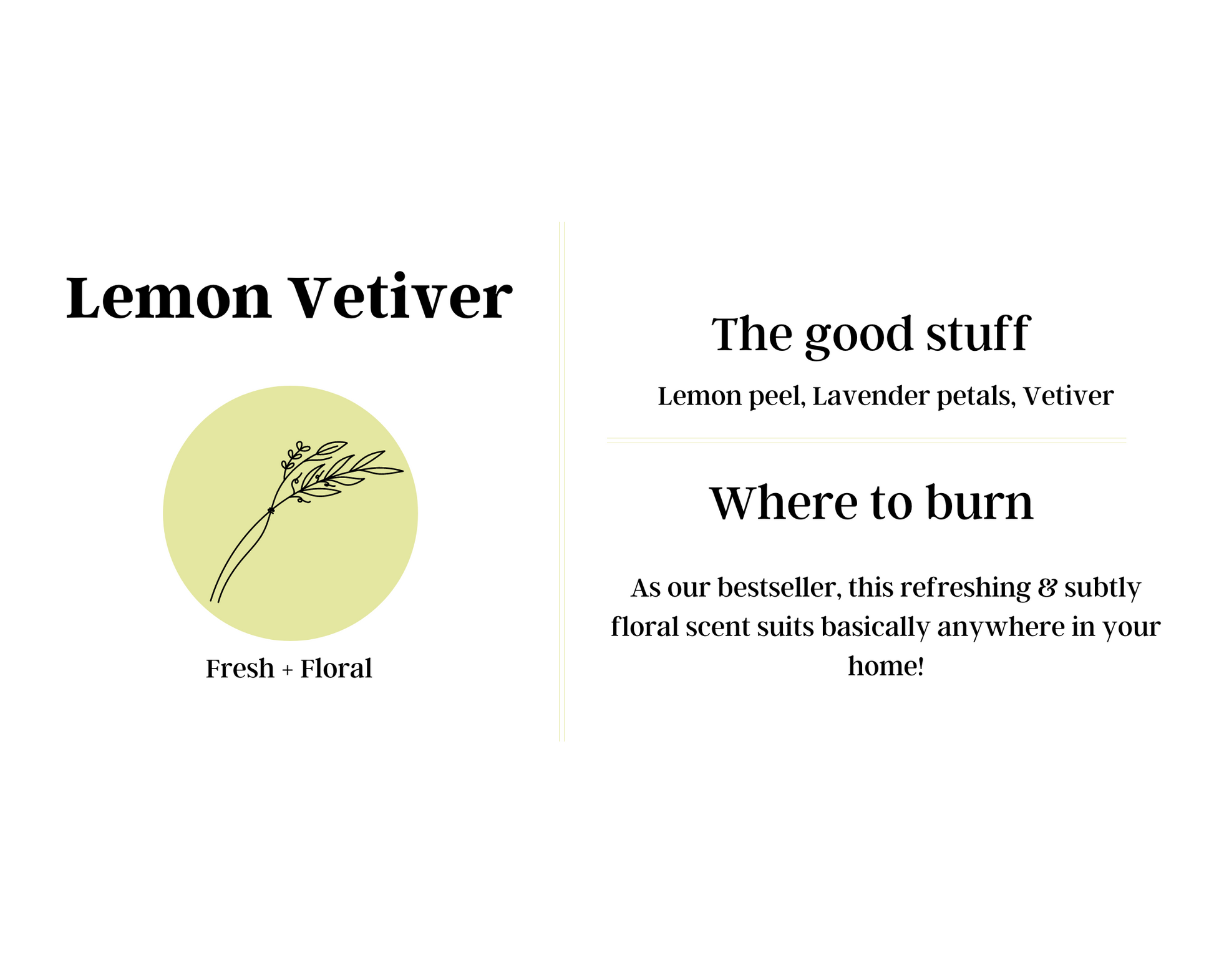 Lemon Vetiver Scented Candle, Lemon, Lavender, Vetiver, Popular scent